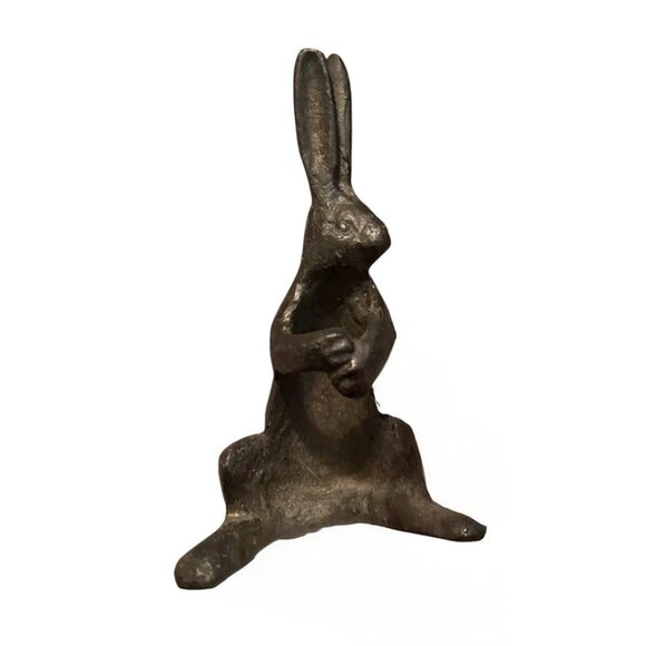 Cast Iron Antique Early 1900’s Cast Iron Bunny Rabbit Napkin Ring Holder - Picture 5 of 8